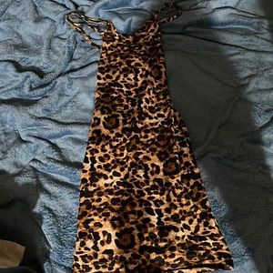 Backless leopard print nightclub dress